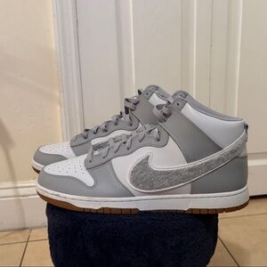 Nike Gray and White High-Top Sneakers
